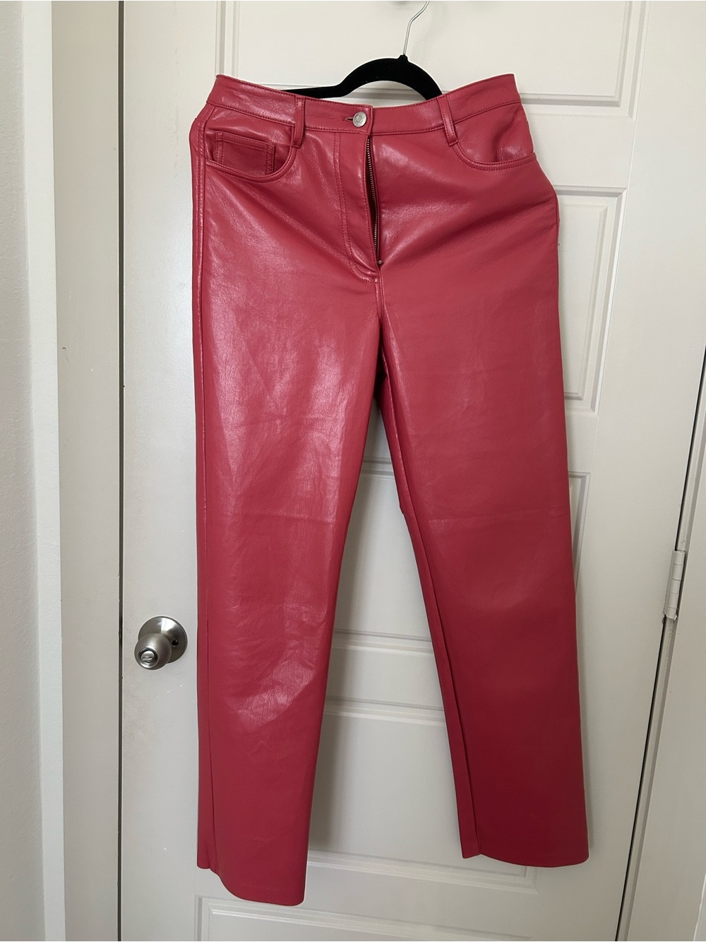 Aritzia Wilfred The Melina Pant Rosy Red Vegan Leather High Rise Straight 6